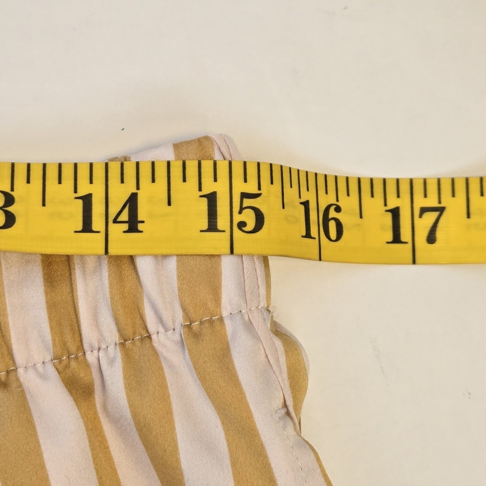Victoria's Secret Satin Lounge Pajama Pants Striped Size M Long Pockets Gold - Picture 10 of 11